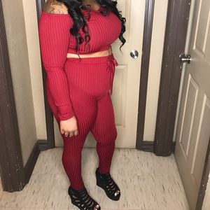 Wine colored 2pc pants set